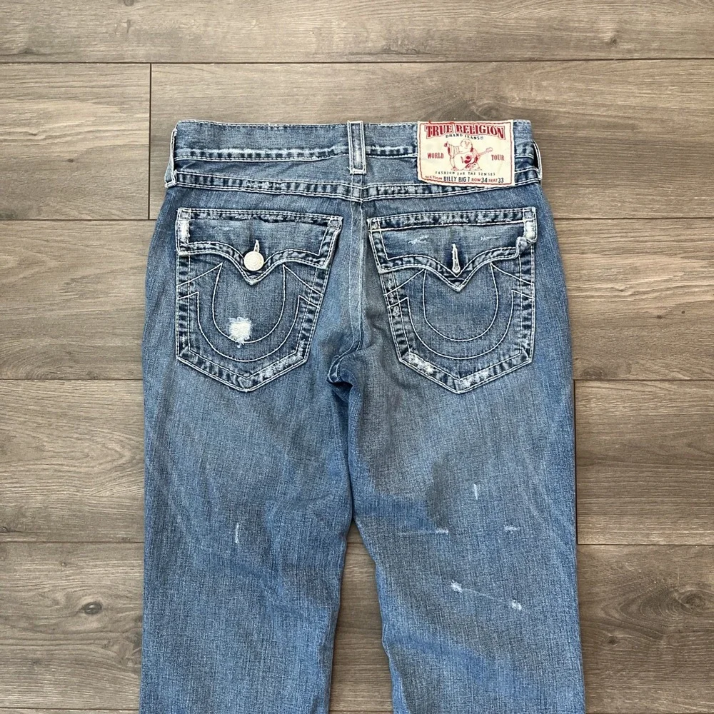 True Religion Jeans Billy Big T Mens 34x30 Blue Denim Distressed Style